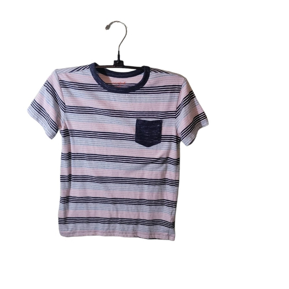 Cat&Jack Boys Short Sleeve Striped Pullover Top Sz S 5/6